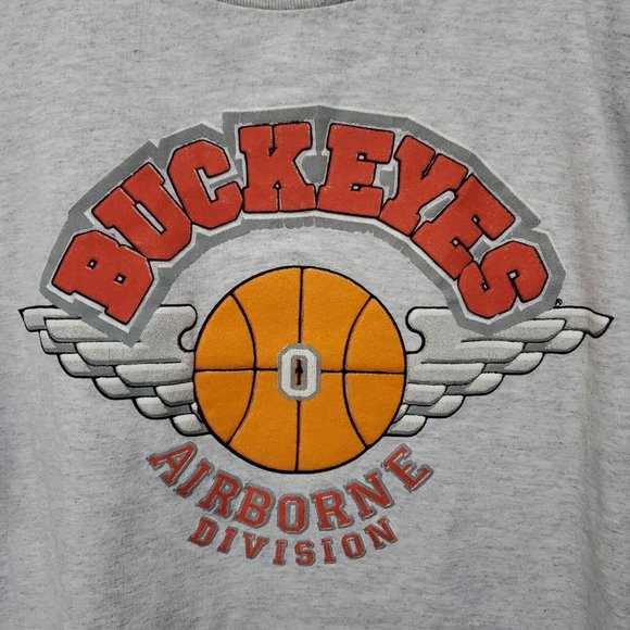 Vtg Buckeyes Airborne Division T-Shirt Gray Single Stitch 37th Infantry XL USA - Picture 6 of 11